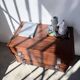 Commode teck poignées cuir 1960