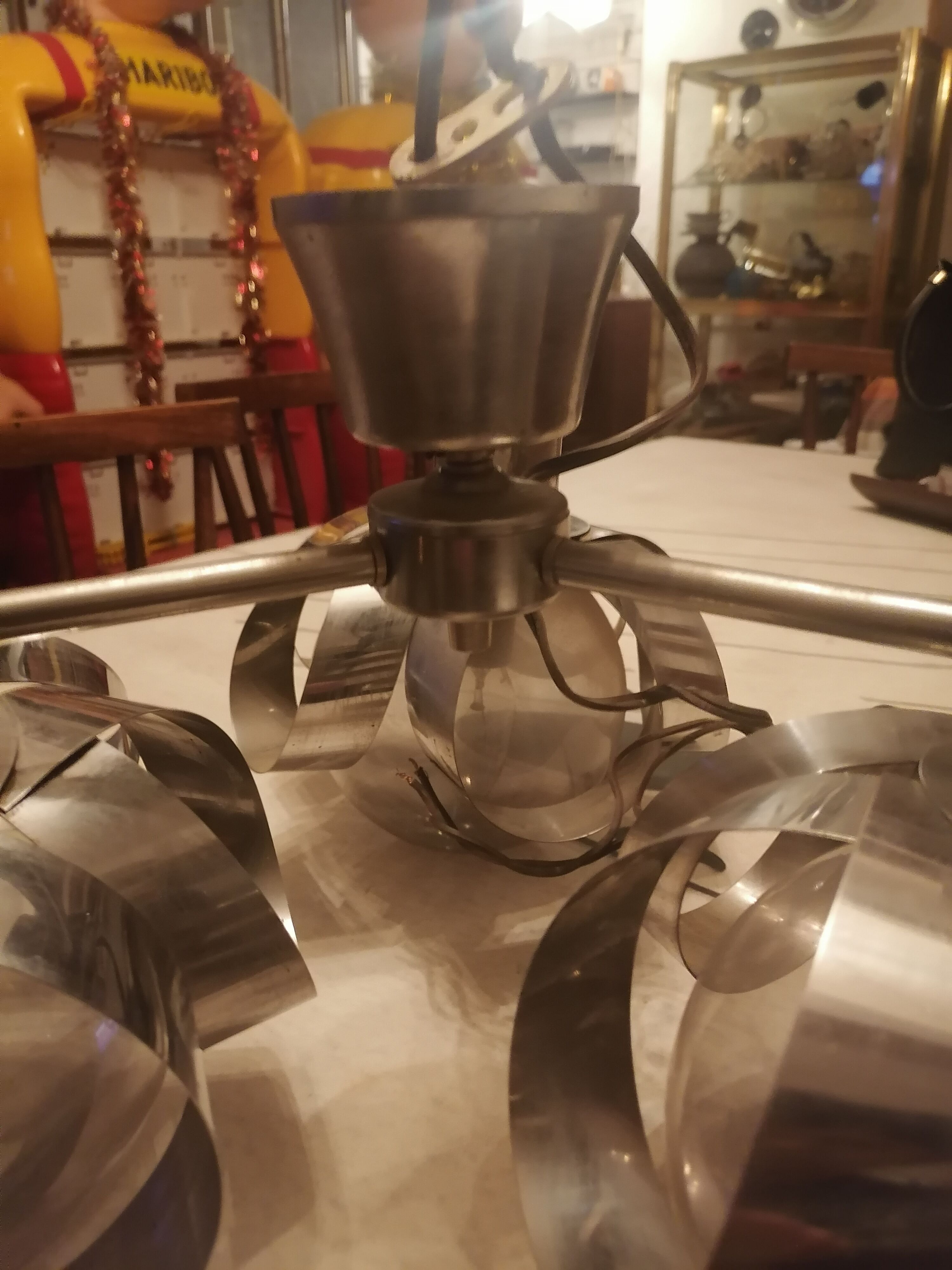 Chandelier chrome flowers 3 balls 1970