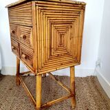 Chest of drawers in rattan marquetry