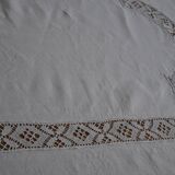 White linen tablecloth with embroidery 181cm/261cm