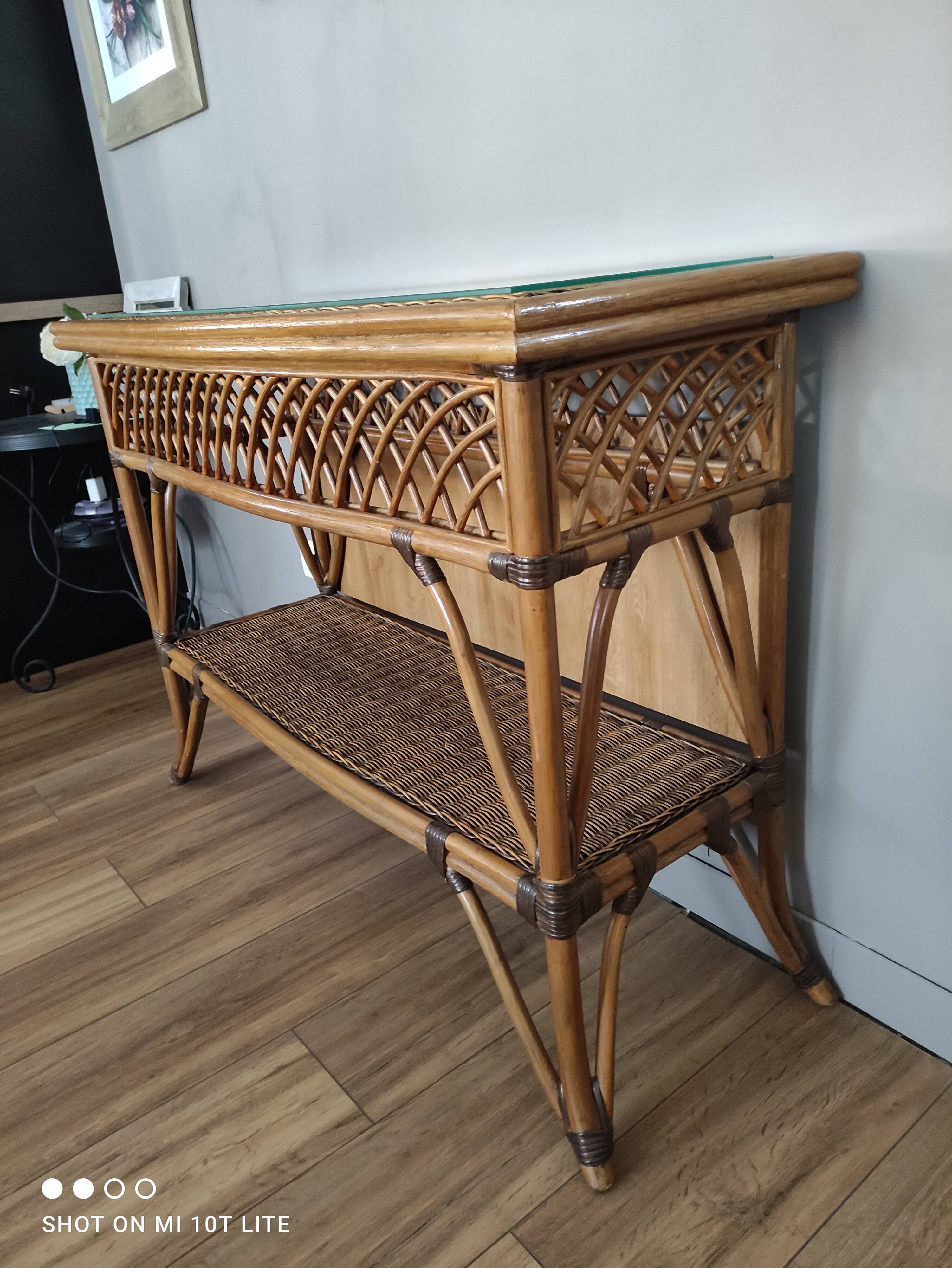Vintage rattan console