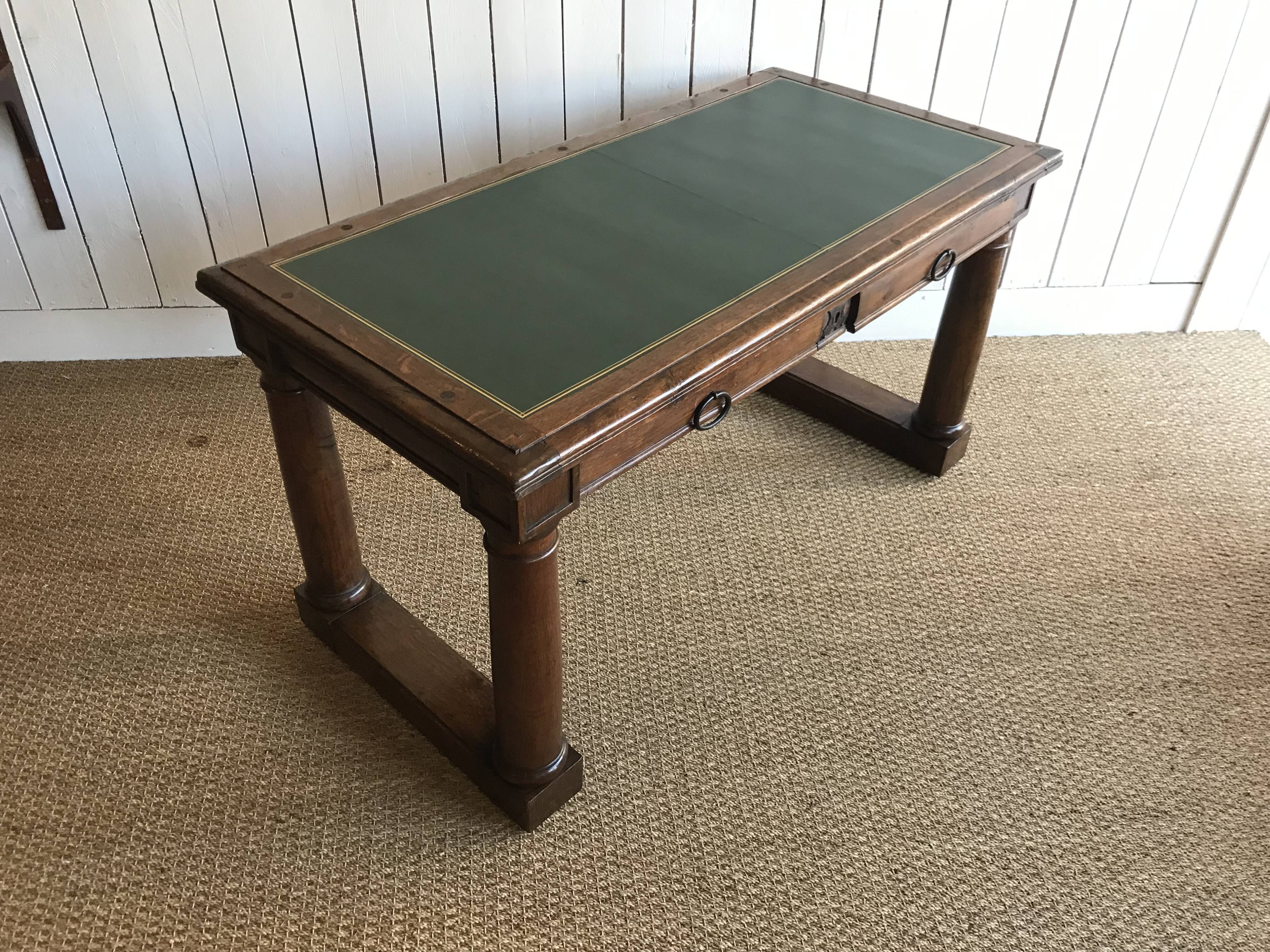 Oak and leather desk. Restored.