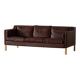 Stouby Møbelfabrik, 3-seater mid-century style sofa in brown leather, made in the 1970s.