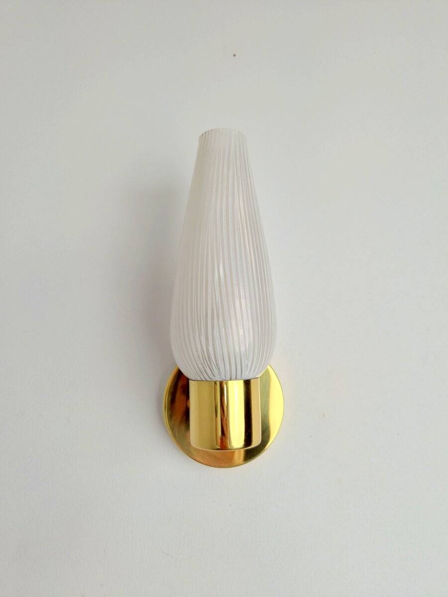 Mid-Century Swedish Wall Lamps in Brass and Glass, 1970, Set of 2