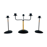 3 Scandinavian candle holders by Laurids Lonborg, metal and wicker