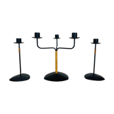 3 Scandinavian candle holders by Laurids Lonborg, metal and wicker