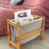 Magazine holders in wood and fabric buckles, 1970