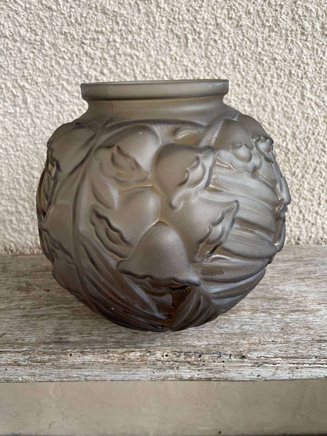 Art Deco frosted glass ball vase.