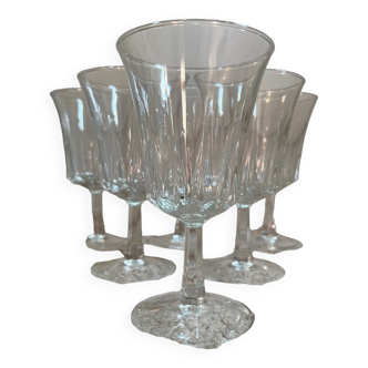 6 verres à vin à pied verre ciselé