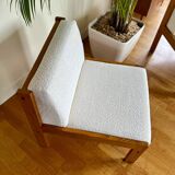 Pair of Baumann white bouclette armchairs