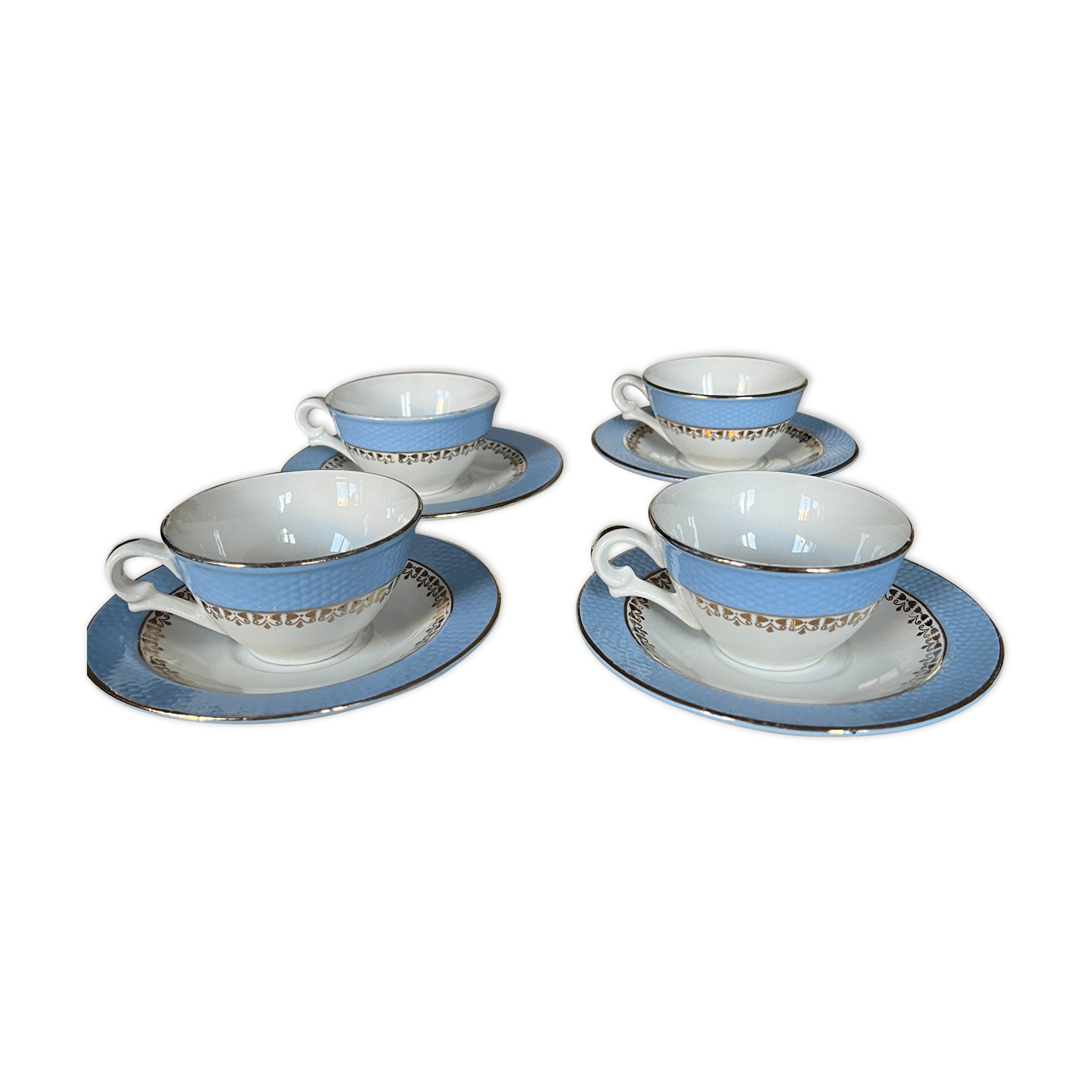 Blue earthenware coffee set