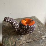 Pipe-shaped ashtray Vallauris fat lava