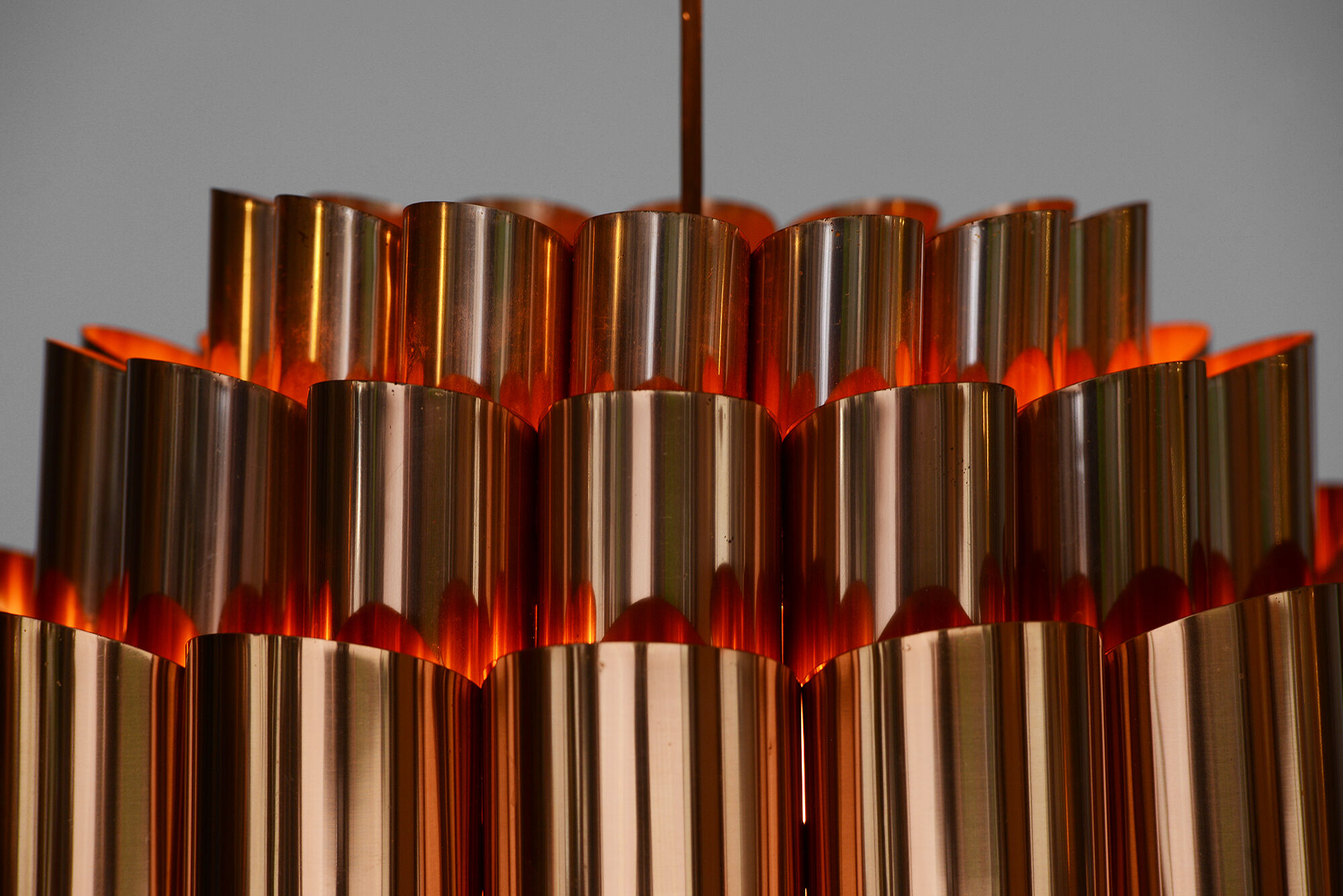 Copper pendant light by Werner Schou for Coronell Electro, Denmark 1960s