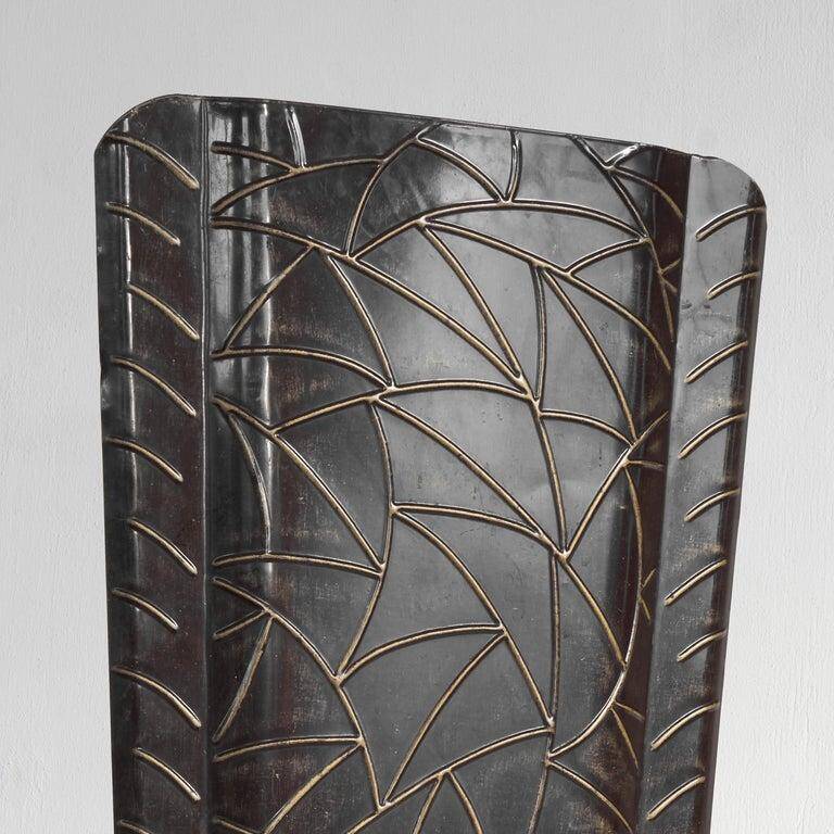Art Deco fire screen in tin, 1940s