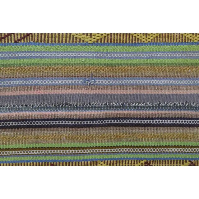 Tapis vintage turc Oushak fait main en laine et coton vert, années 1970