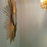 Vintage sun mirror in gold metal 55cm