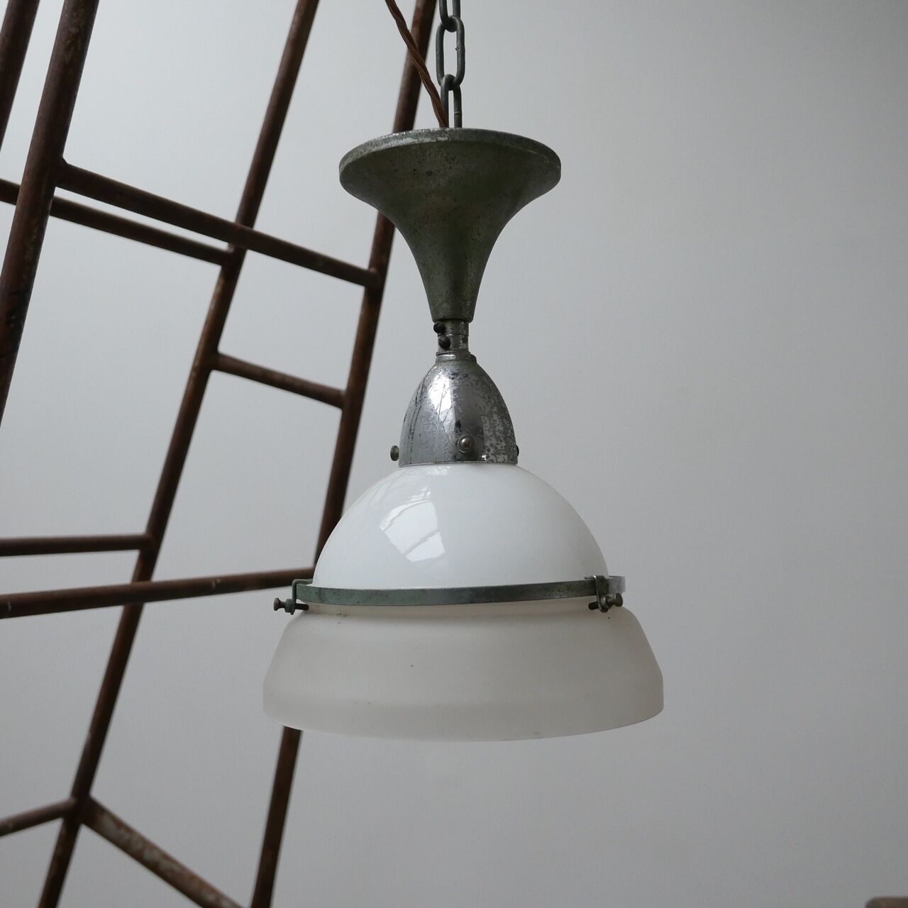 Two Tone Antique Glass Ceiling Pendants (2)