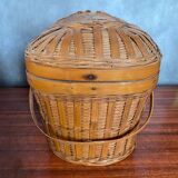 Antique Bressan Basket Fishing Net Wicker Woven Vintage #C072