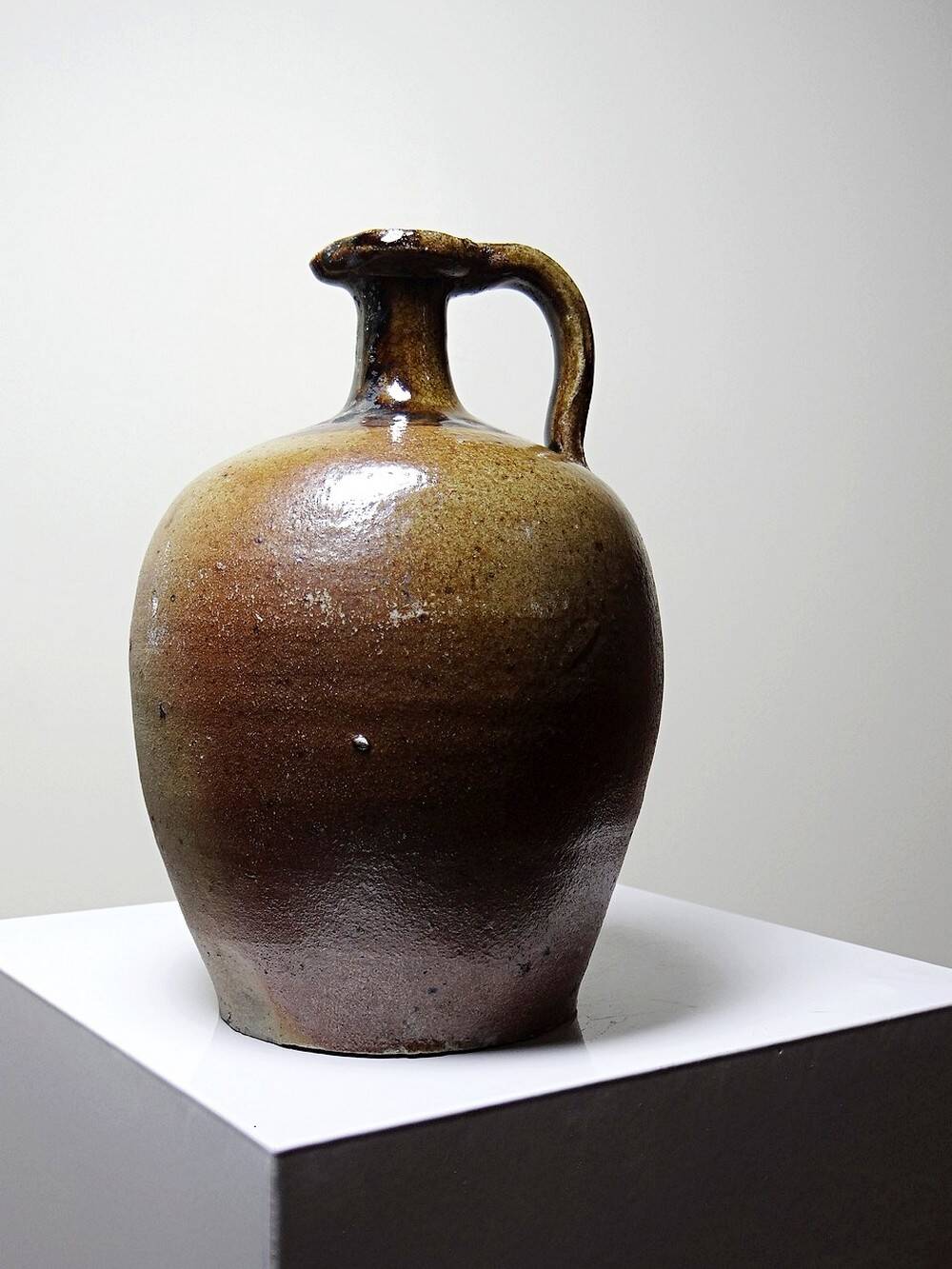Antique jug, 19th-20th century, Puisaye stoneware, handcrafted, glazed