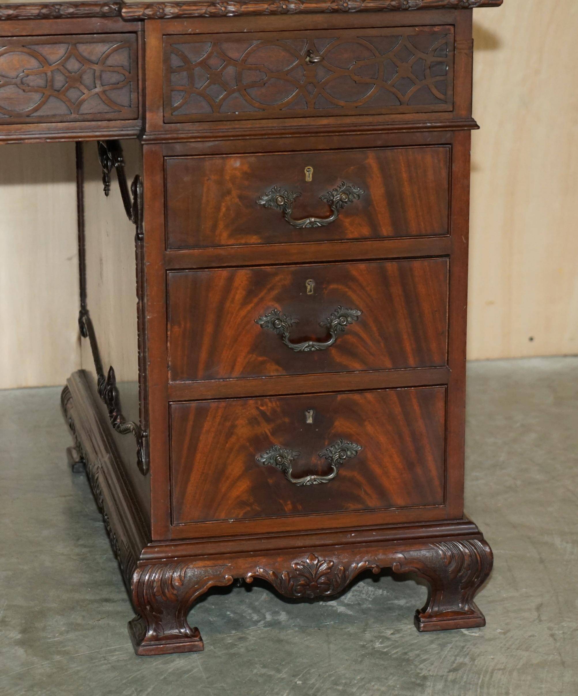 Thomas Chippendale Revival desk with a leather top