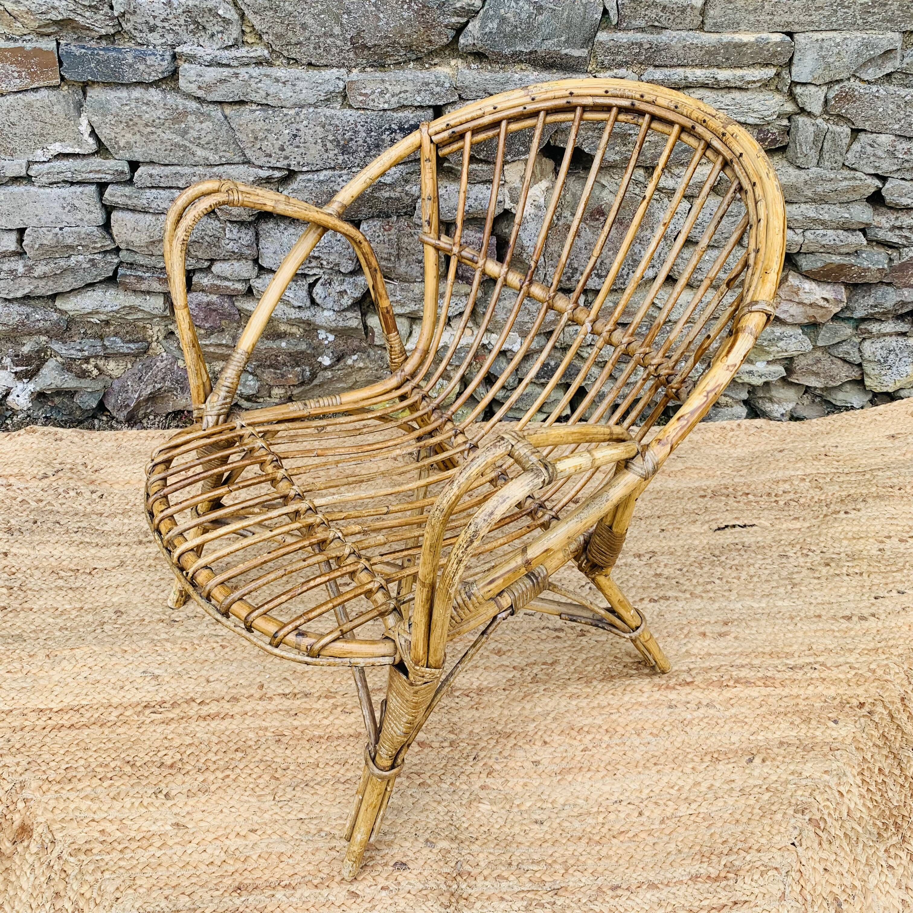 Vintage rattan armchair