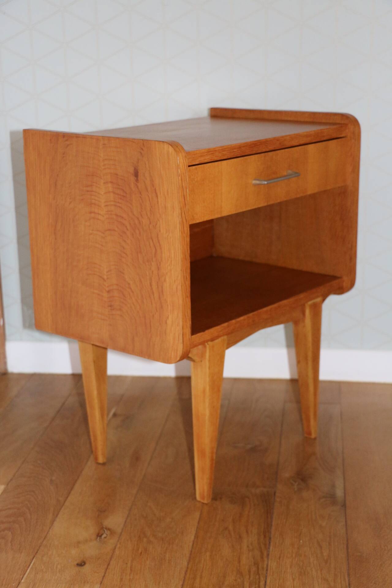 Oak bedside table with drawer, 1960