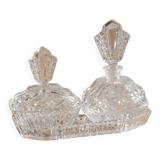 Set of two bottles with matching tray "Blanche"