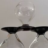 6  petits verres à pieds rétro fumé bordeaux