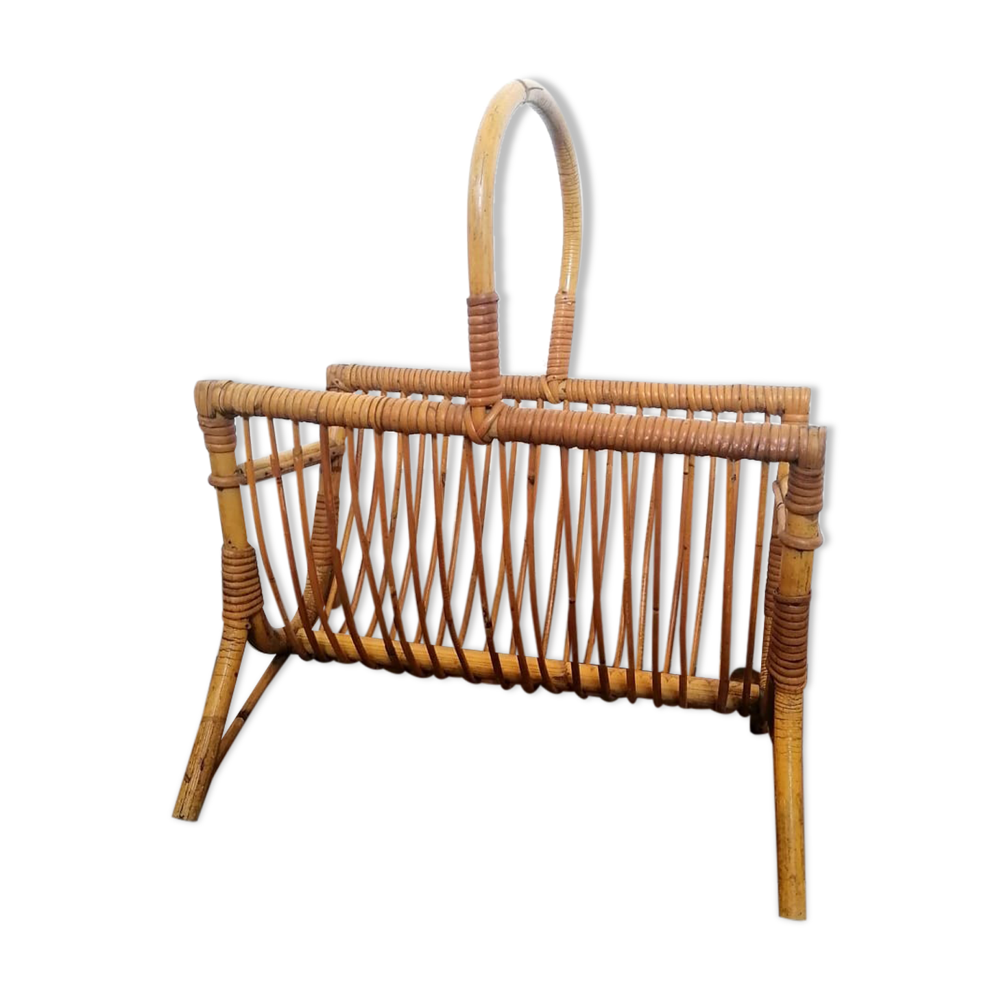 Rattan magazine rack 1960