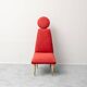 Vintage high-back chair in red fabric, 1960s design