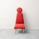 Vintage high-back chair in red fabric, 1960s design