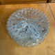 Vintage Ceiling Light Fixture with Moulded Glass + White Metal Support Mid-Century