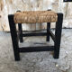 Black wood foot rest stool & vintage mulched seat