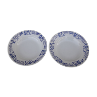 2 assiettes creuses en faïence de Lunéville Ket G n° 57 diam 22 cm