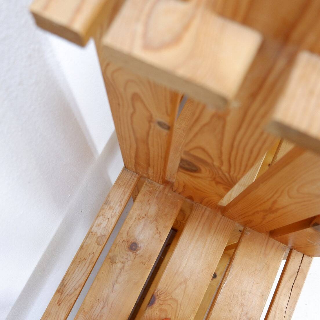 Vintage pine staircase shelf bookcase - Maison Regain style