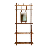 Coat rack with mirror and umbrella stand in faux bamboo, 1950s.