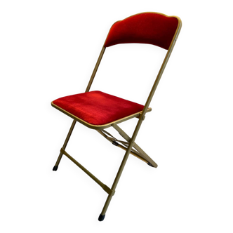 Chaise pliante en velours et métal doré