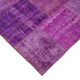 Hand-knotted oriental overdyed 190 cm x 300 cm purple patchwork carpet