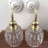 Pair of ceramic and glass wall sconces