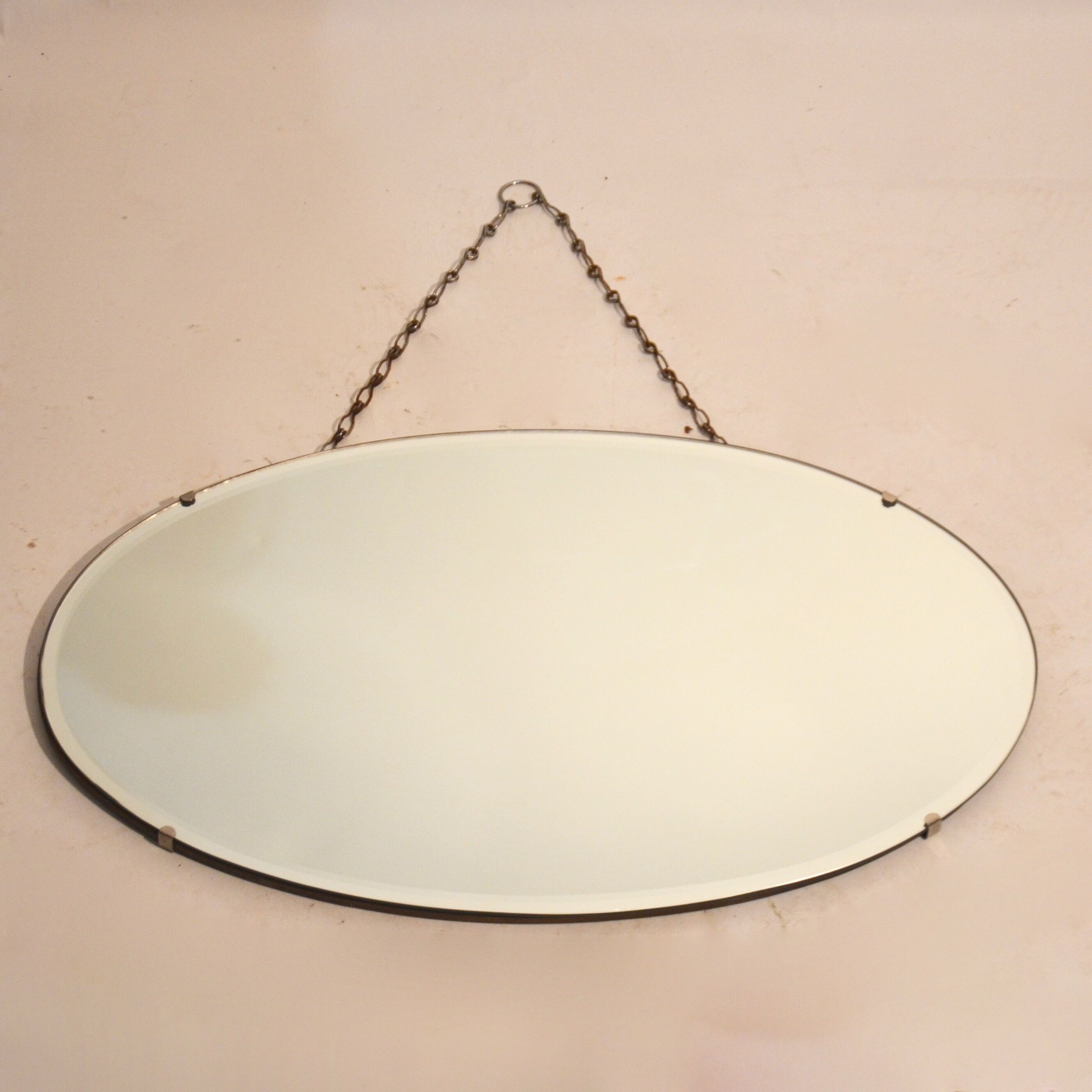 Beveled mirror oval 50 years 60 x 34 cm