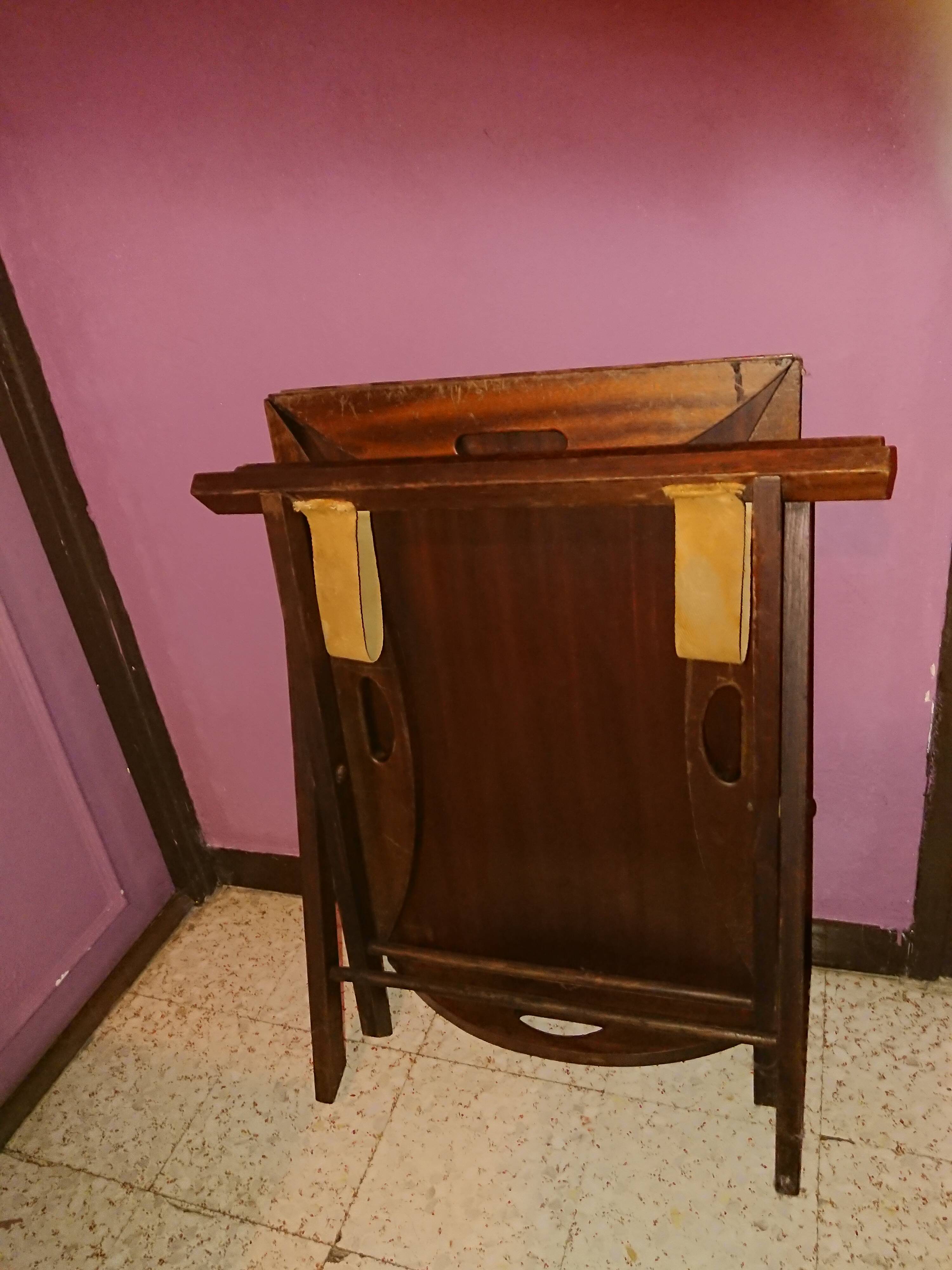 Teak wood coffee table, oval shape, folding boat style 1970