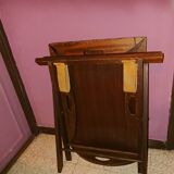 Table basse en bois de teck, de forme ovale, repliable style bateau 1970
