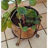 Pot de fleurs vintage en laiton faux bambou Maison Bagues