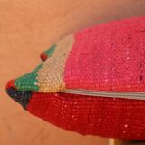 Multicolored striped wool cushion
