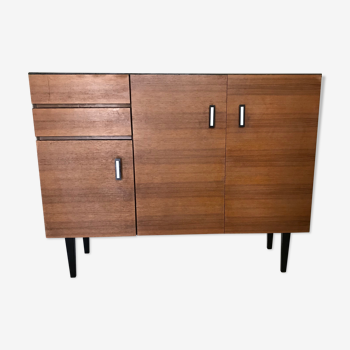 Meuble-buffet de rangement vintage 1960’s 3 portes 2 tiroirs