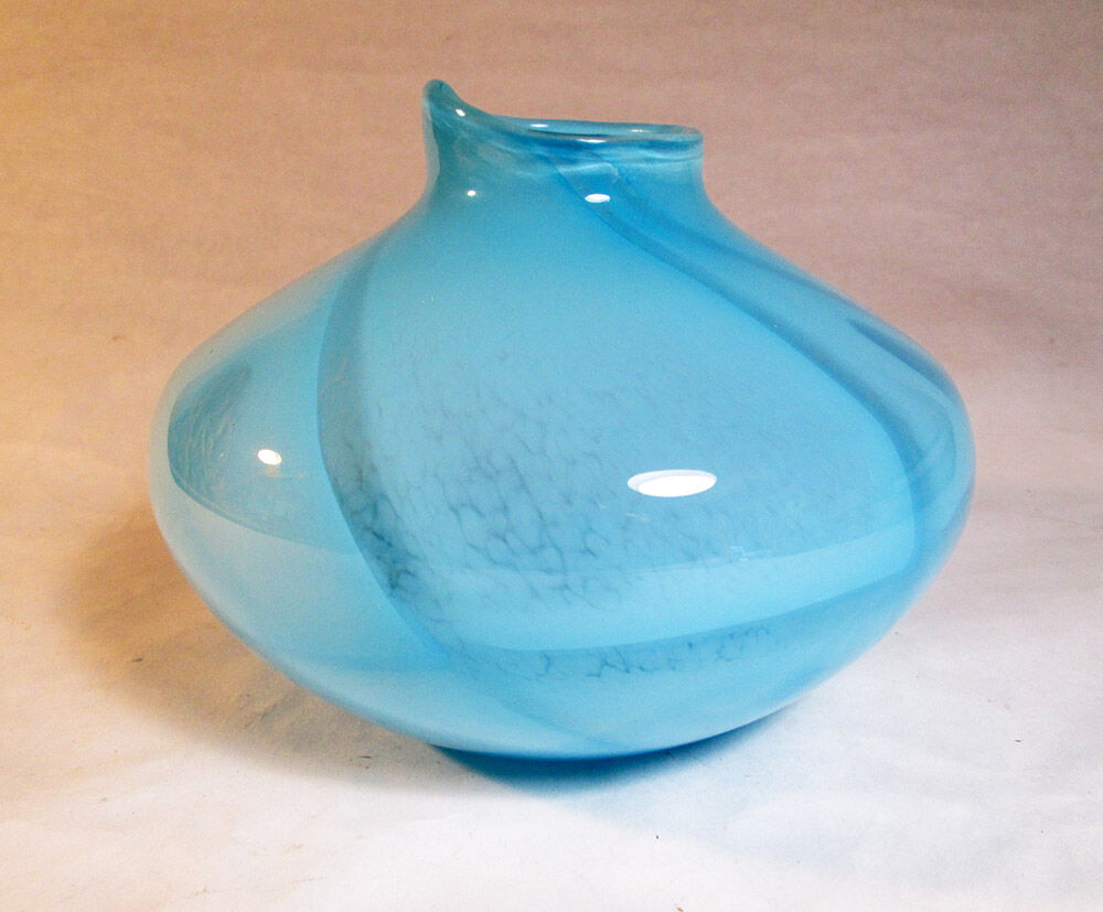 Light blue satin glass vase