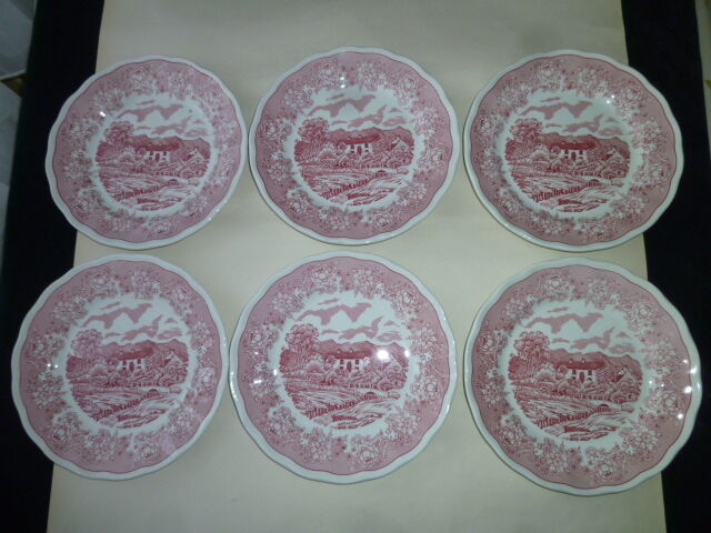 Set of 6 Italian ceramic dessert plates Swiss Landscape