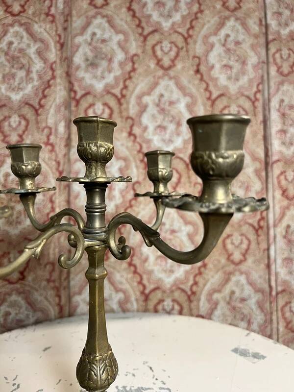 Five-branch chandelier in gilded bronze