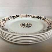 Six anciennes assiettes plates faïence année 30 modèle nymphéas