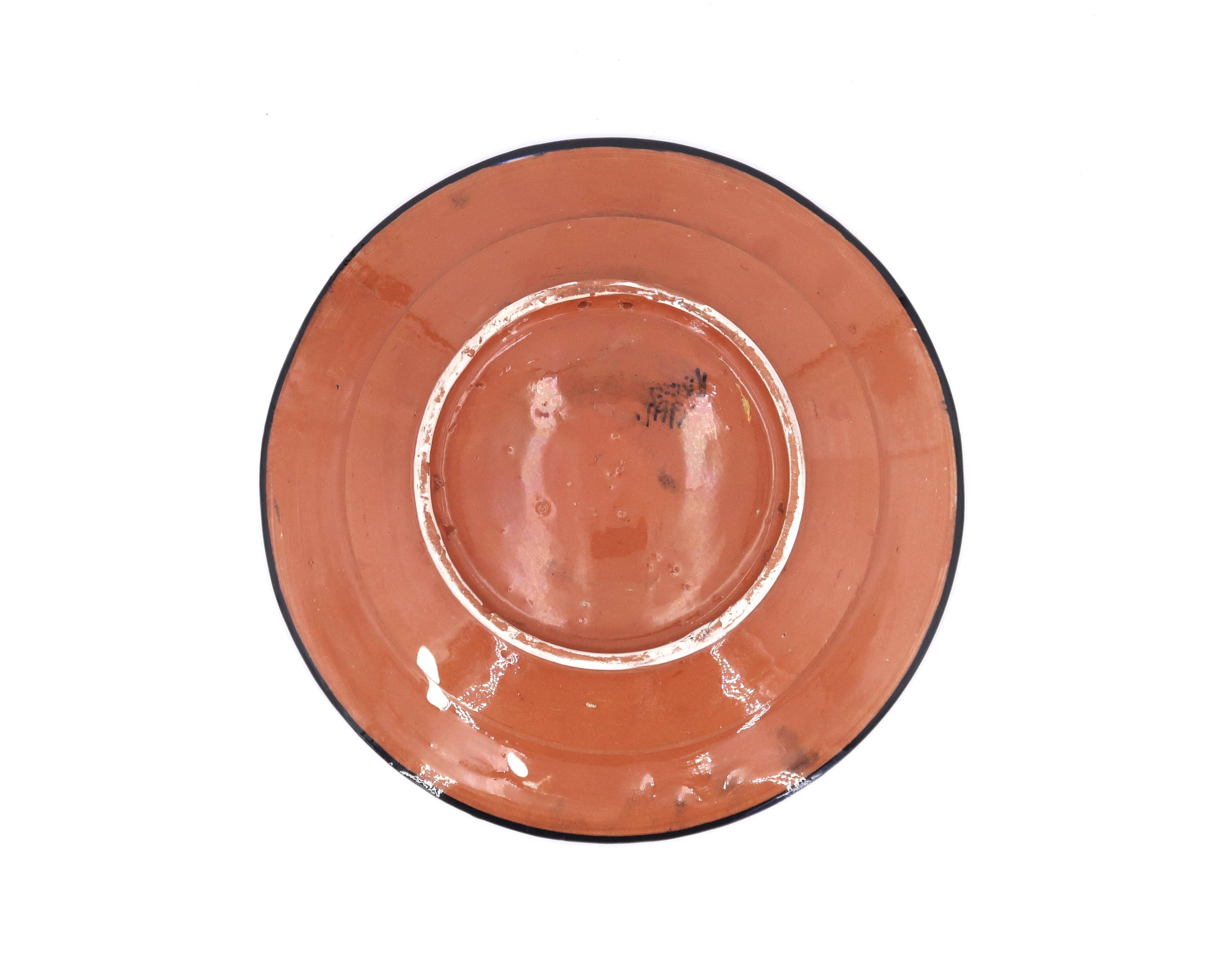 Assiette creuse murale Marocaine bleue en céramique, Safi